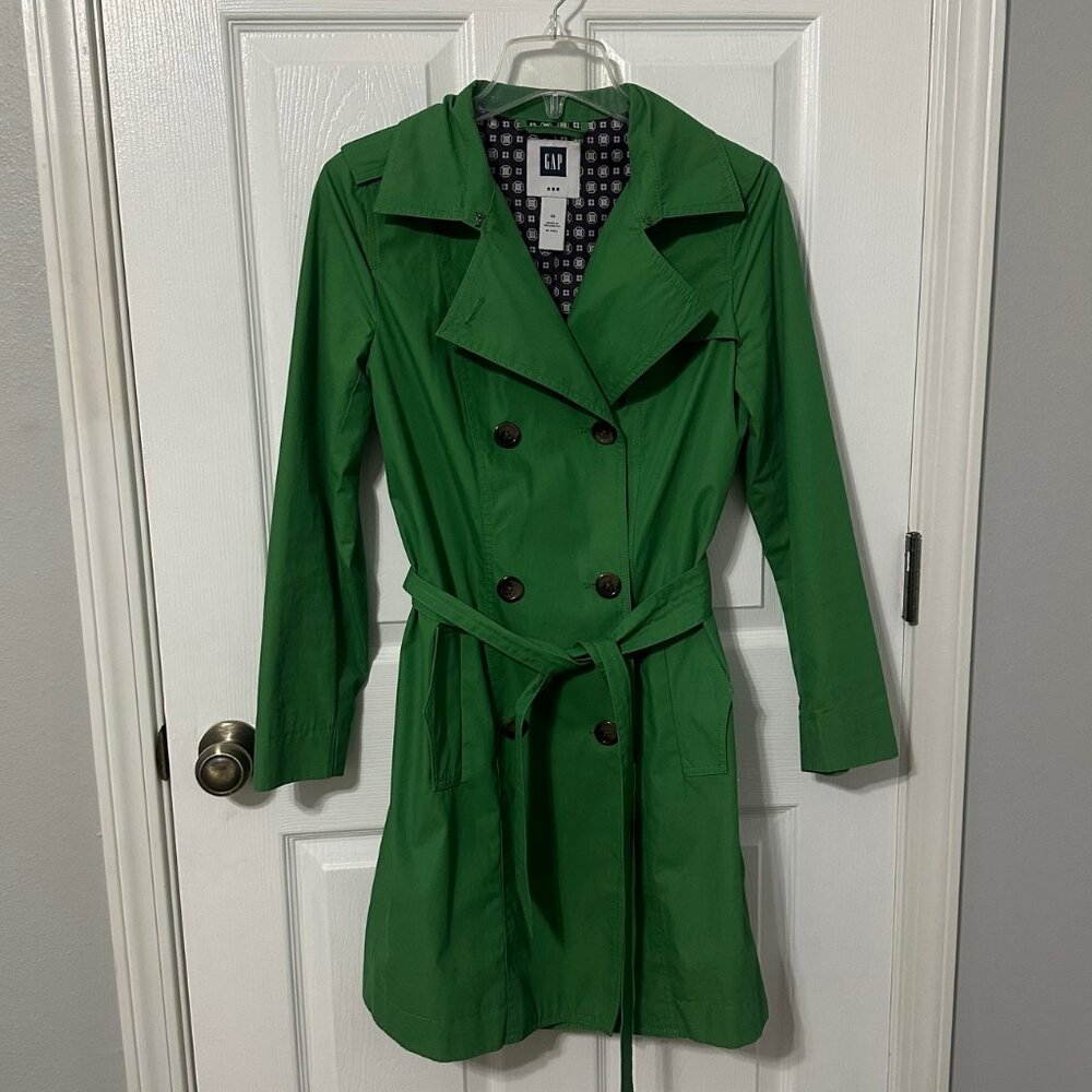 Gap Classic Double Breasted Trench Coat, Green